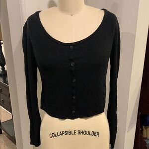 Active USA Black Fitted Crop Long Sleeve